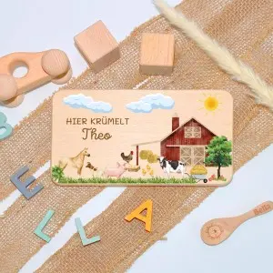 Personalisierte Frühstücksbrettchen für Kinder – Bauernhof mit Tieren Einzigartige Geschenkideen mit Liebe zum Detail!